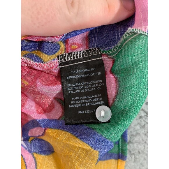 HARVE BENARD MULTICOLOR FLORAL PRINT RUFFLED LIGHTWEIGHT COTTON TOP Medium (M) - Picture 4 of 10